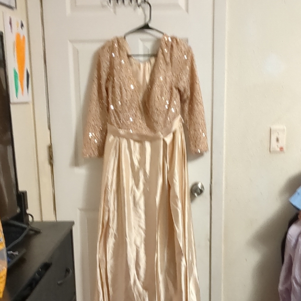 Sequin Long Sleeve Evening Gown